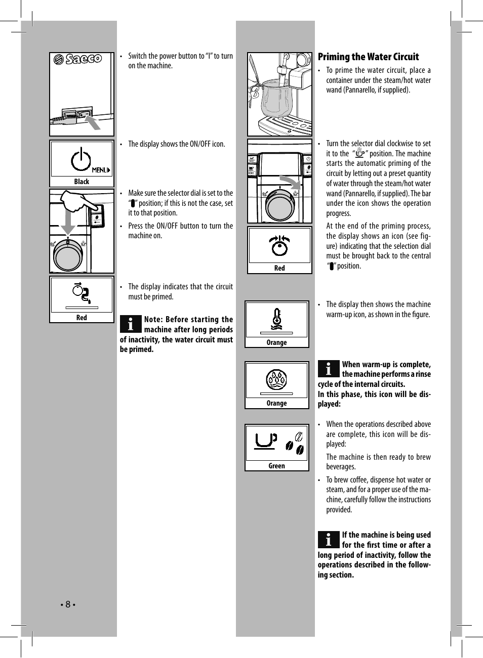 Priming the water circuit | Philips HD8837-47 User Manual | Page 8 / 28