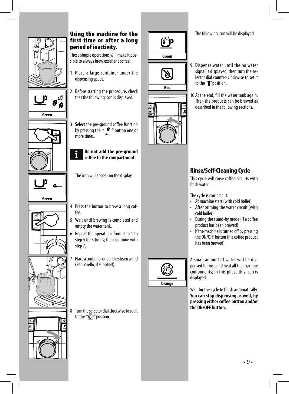 Rinse/self-cleaning cycle | Philips HD8837-47 User Manual | Page 9 / 28