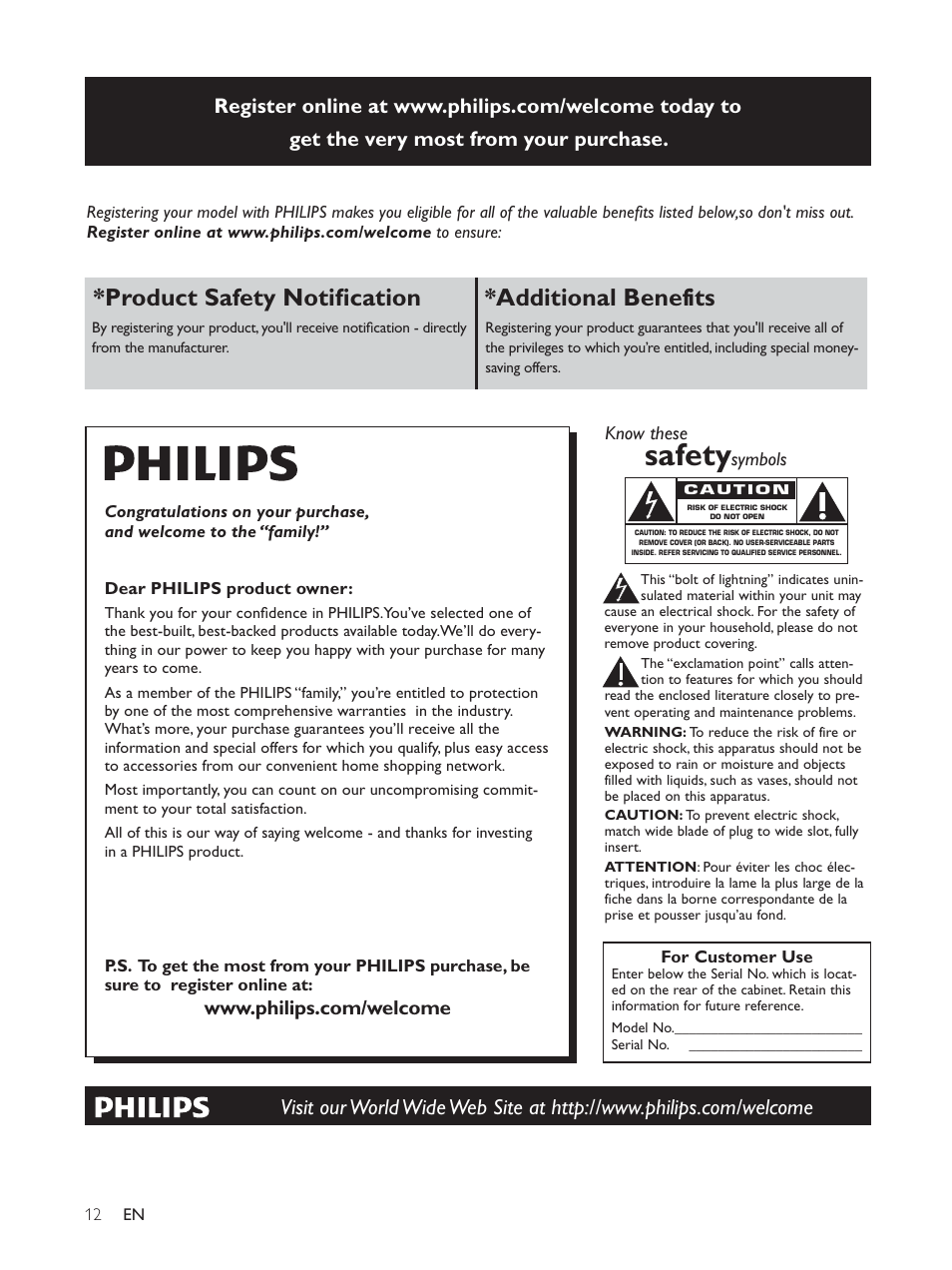 Safety, 3urgxfw 6dihw\ 1rwlàfdwlrq *additional benefits | Philips DS6100-37 User Manual | Page 13 / 15