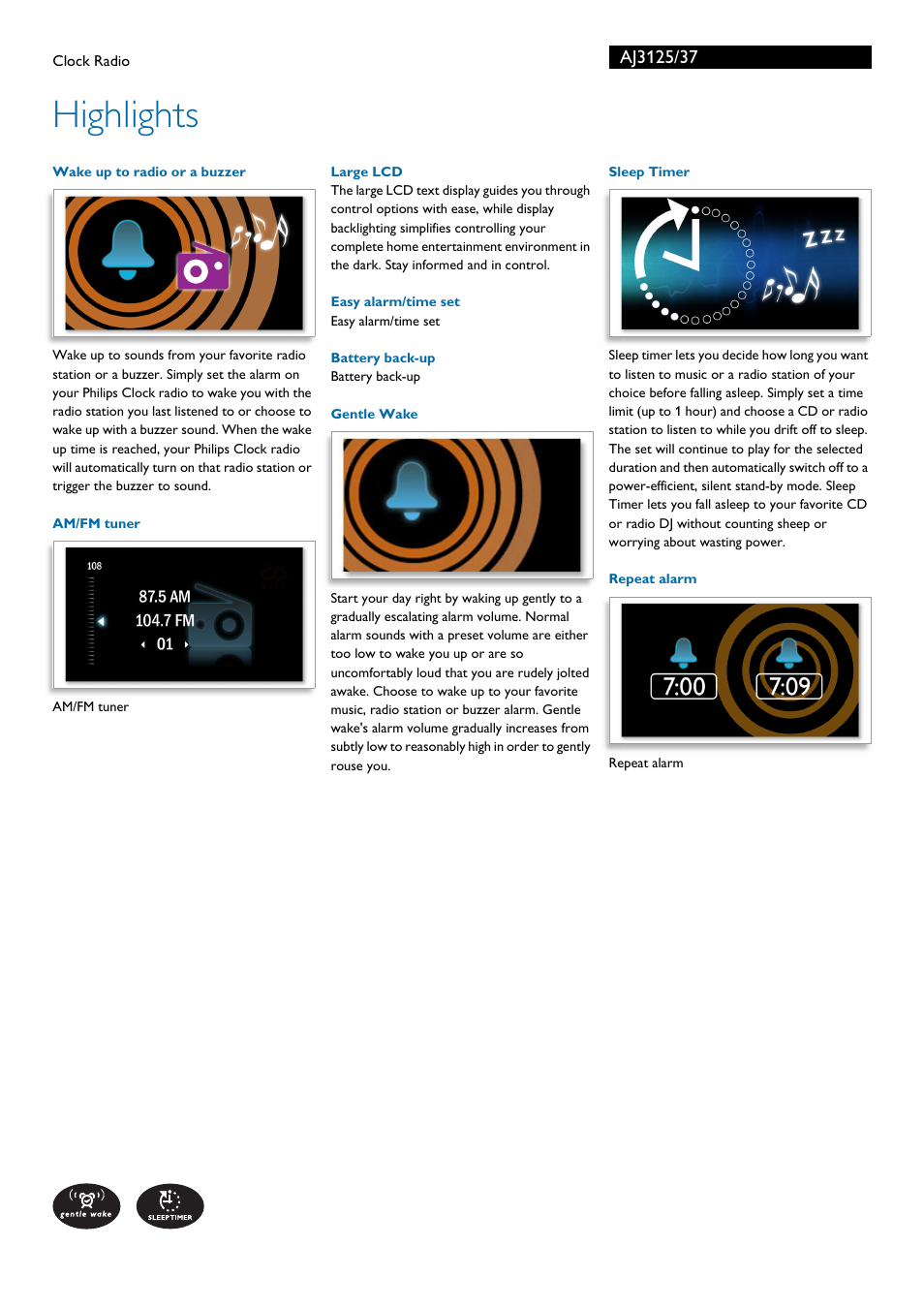 Highlights | Philips AJ3125-37 User Manual | Page 2 / 3