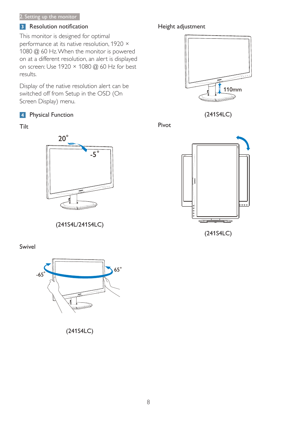 Philips 241S4LSB-27 User Manual | Page 10 / 44