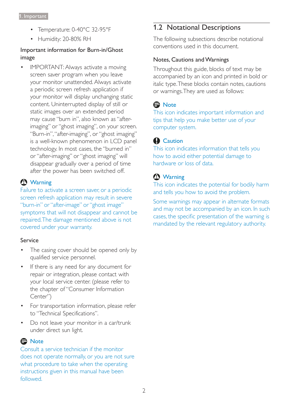 2 notational descriptions | Philips 241S4LSB-27 User Manual | Page 4 / 44