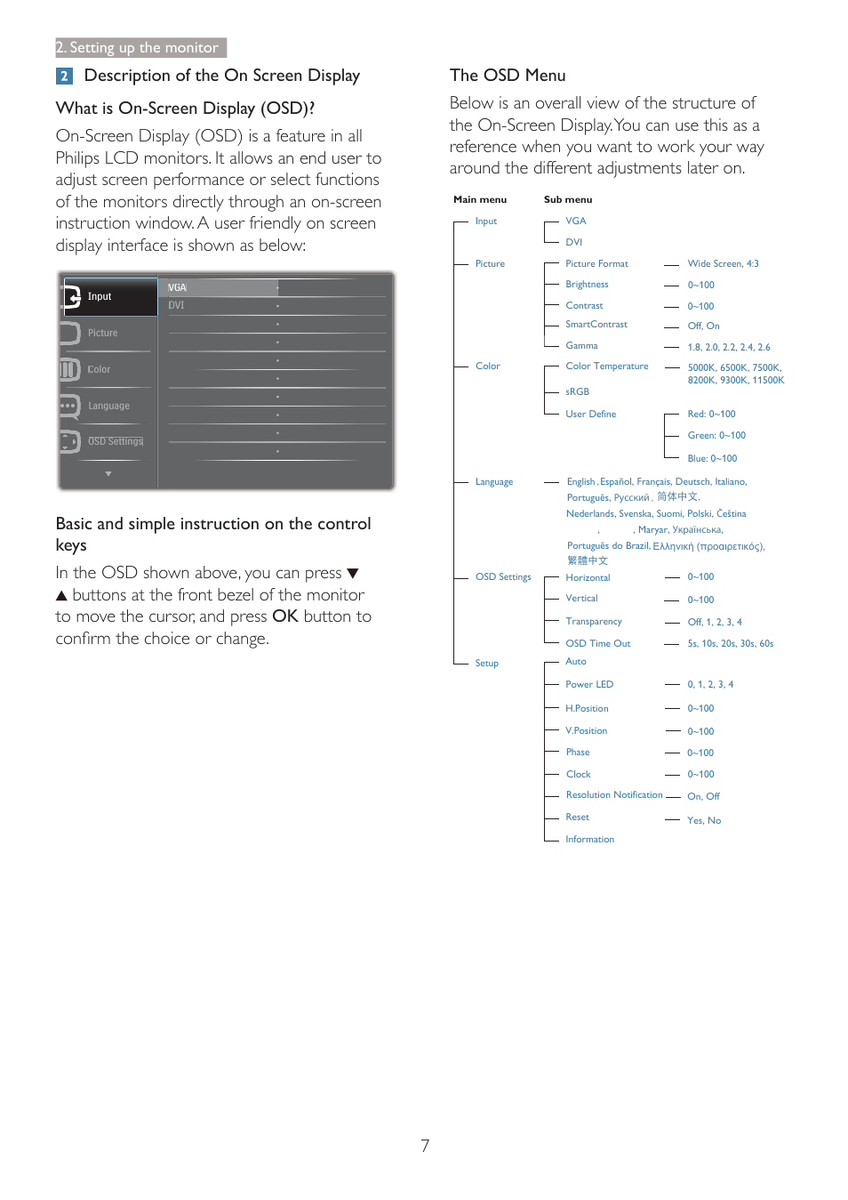 Setting up the monitor | Philips 241S4LSB-27 User Manual | Page 9 / 44