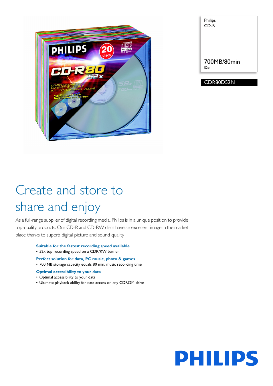 Philips CDR80D52N-361 User Manual | 2 pages