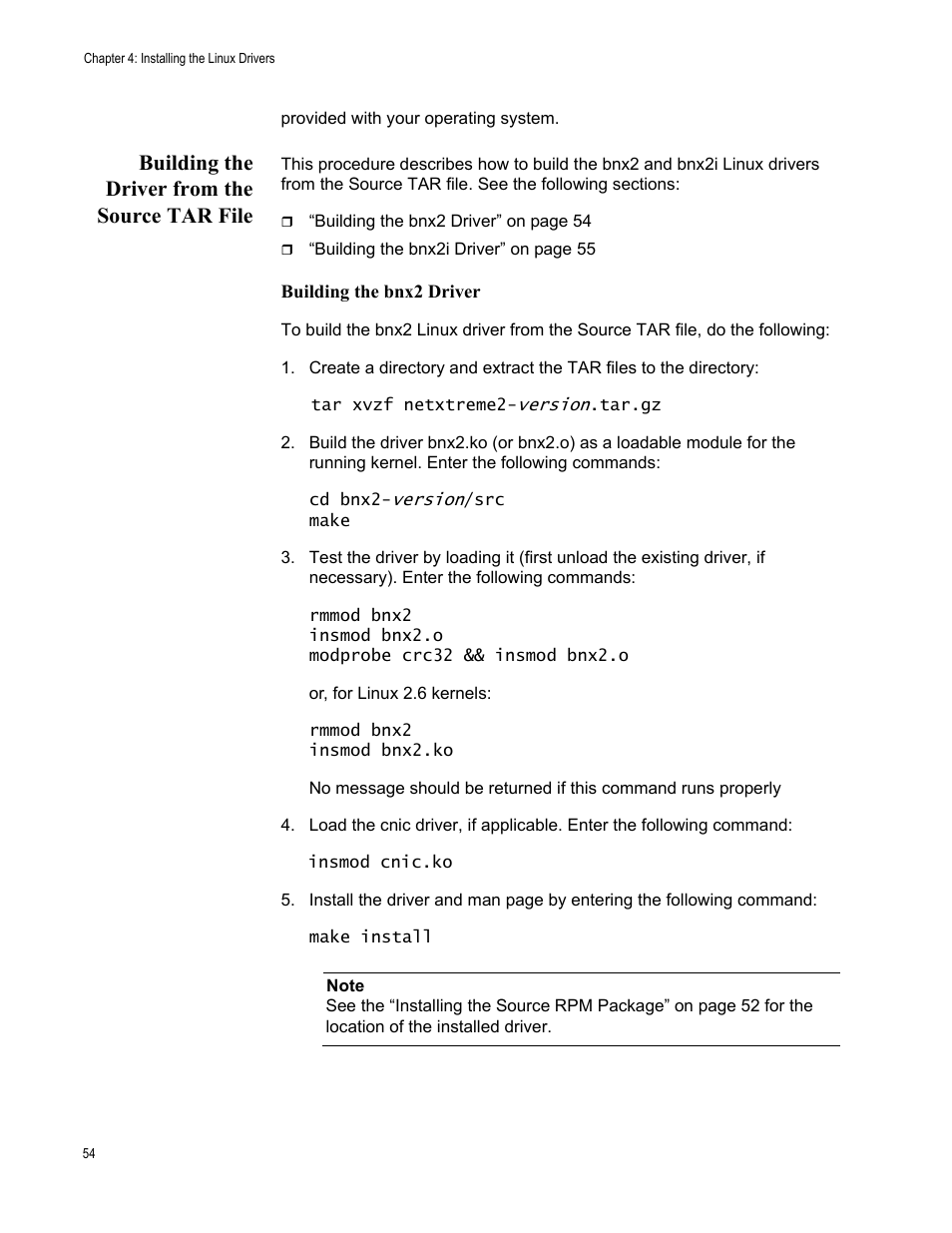 Building the driver from the source tar file | Allied Telesis AT-2872SX User Manual | Page 54 / 78