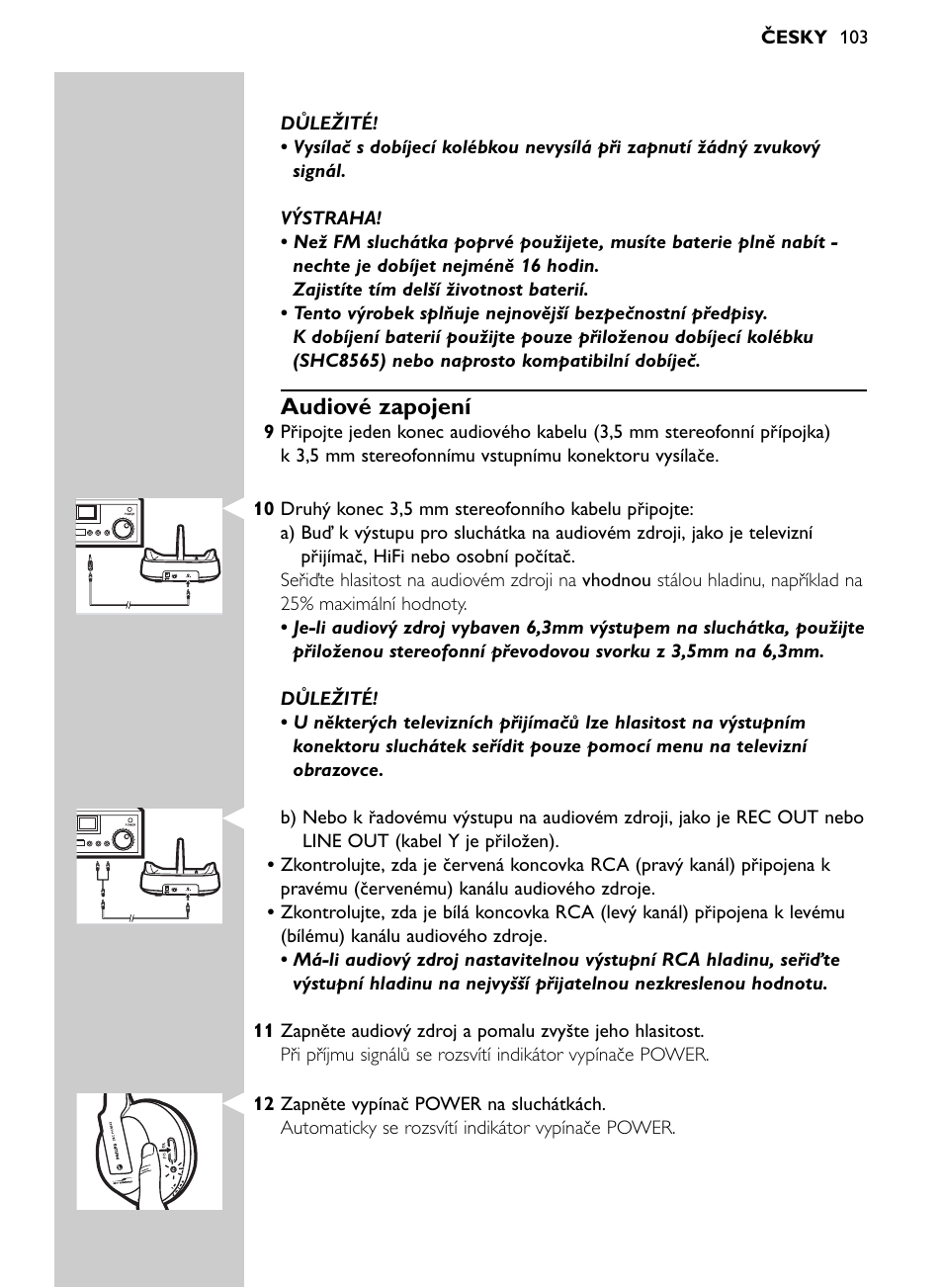 Audiové zapojení | Philips SHC8565-00 User Manual | Page 103 / 150