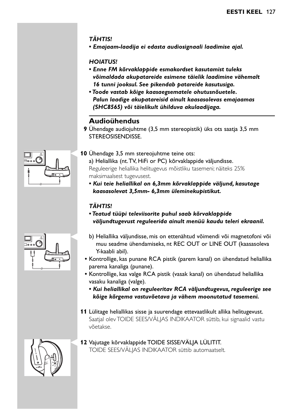 Audioühendus | Philips SHC8565-00 User Manual | Page 127 / 150
