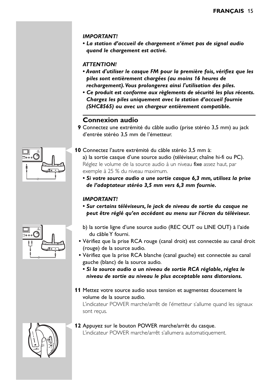 Connexion audio | Philips SHC8565-00 User Manual | Page 15 / 150