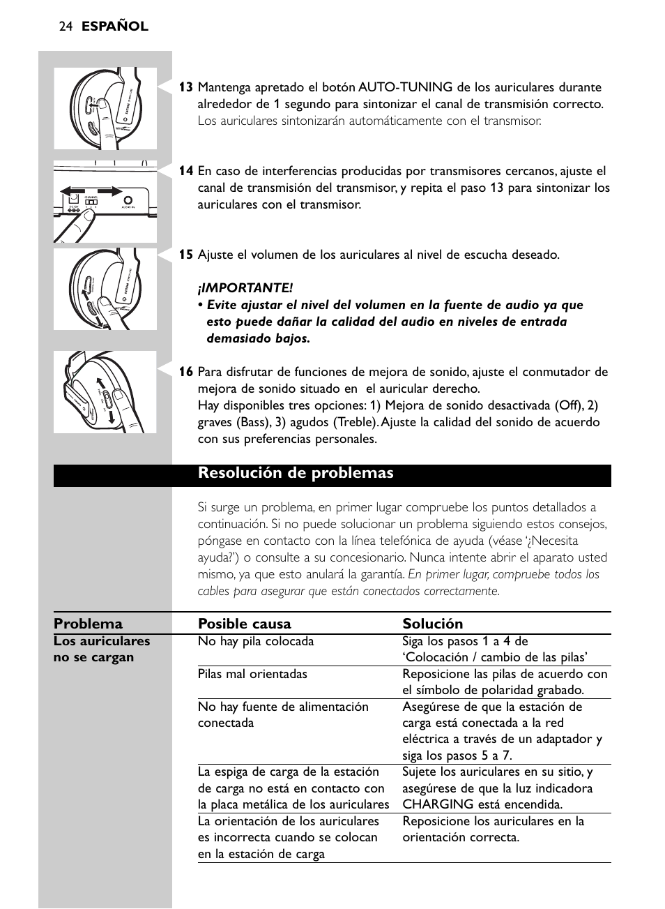 Resolución de problemas | Philips SHC8565-00 User Manual | Page 24 / 150