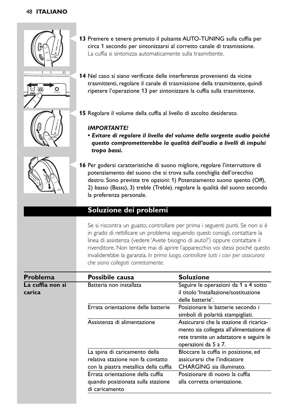 Soluzione dei problemi | Philips SHC8565-00 User Manual | Page 48 / 150