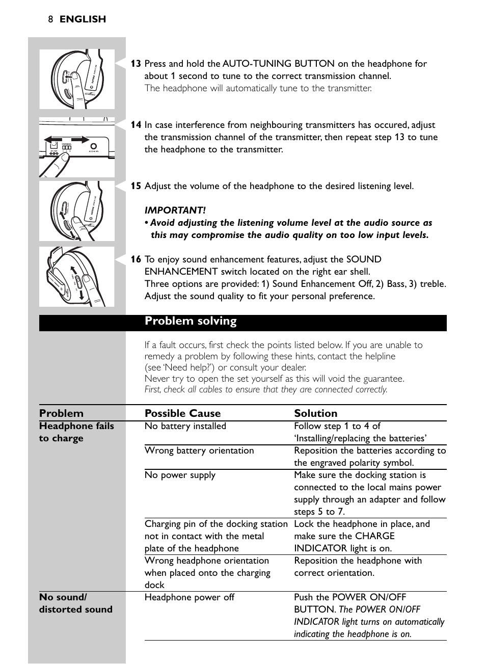 Problem solving | Philips SHC8565-00 User Manual | Page 8 / 150