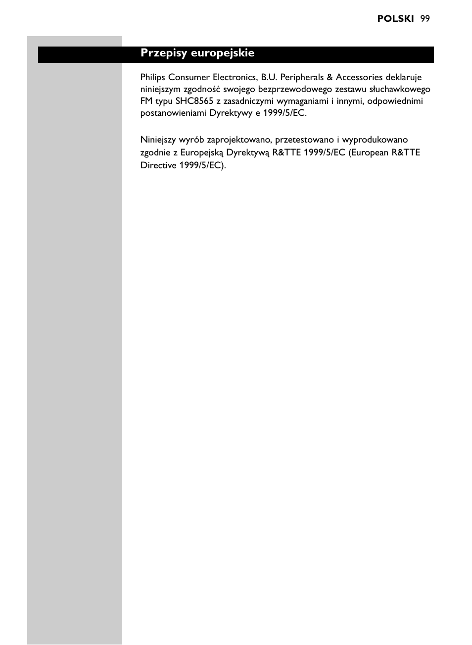 Philips SHC8565-00 User Manual | Page 99 / 150