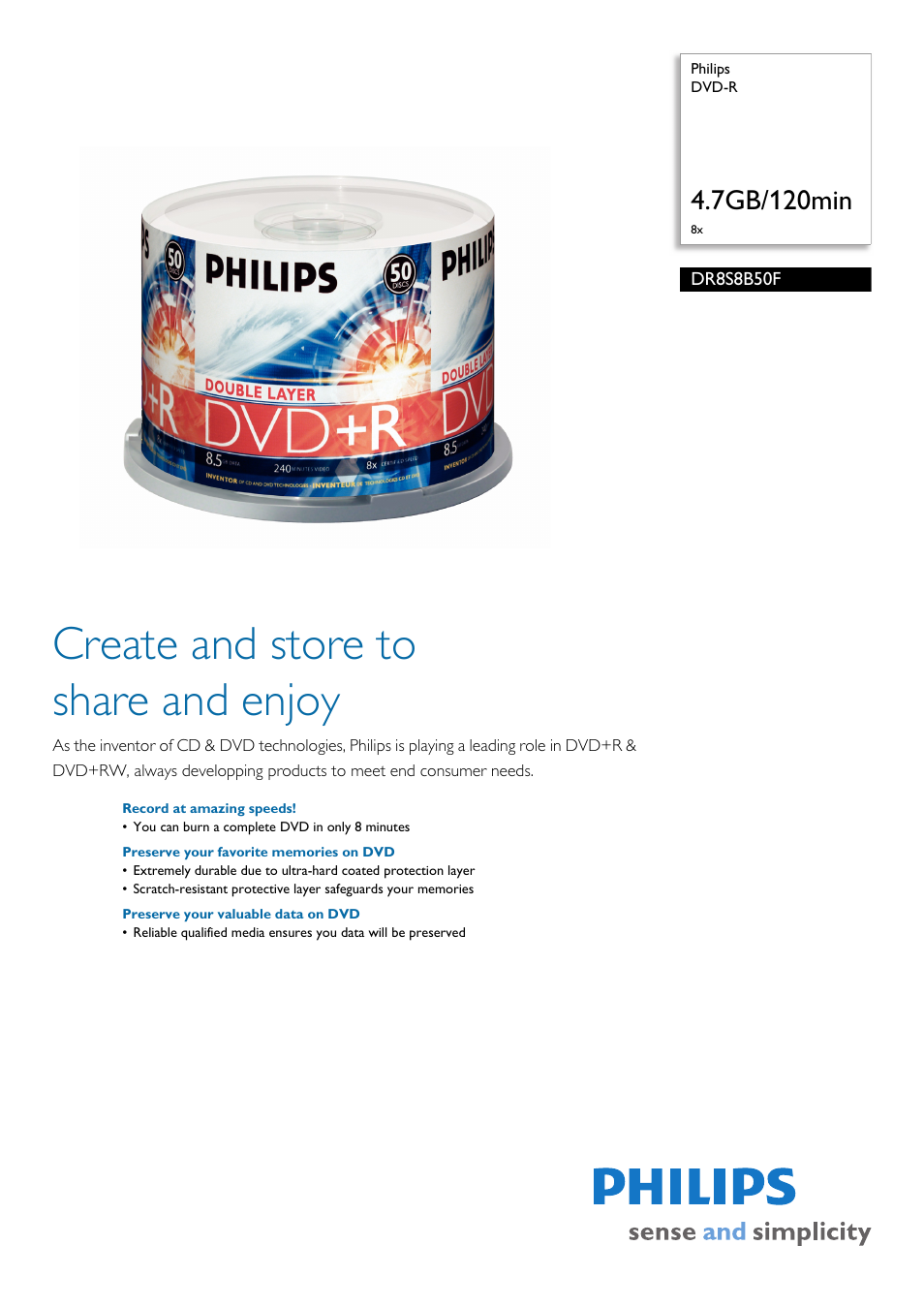 Philips DR8S8B50F-17 User Manual | 2 pages