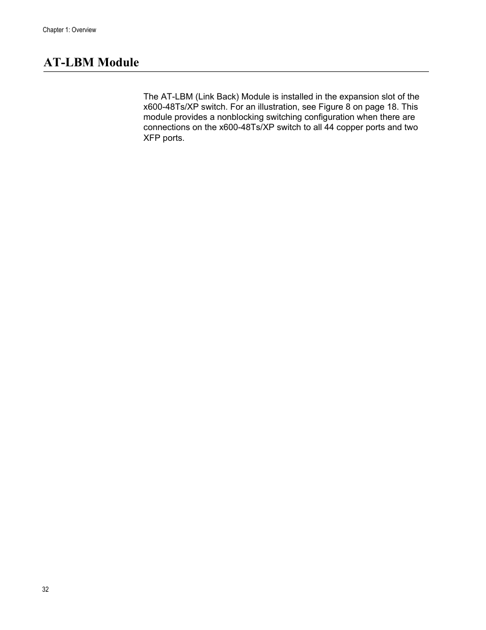 At-lbm module | Allied Telesis Layer 3 Gigabit Ethernet Switch x600-24Ts/XP User Manual | Page 32 / 72