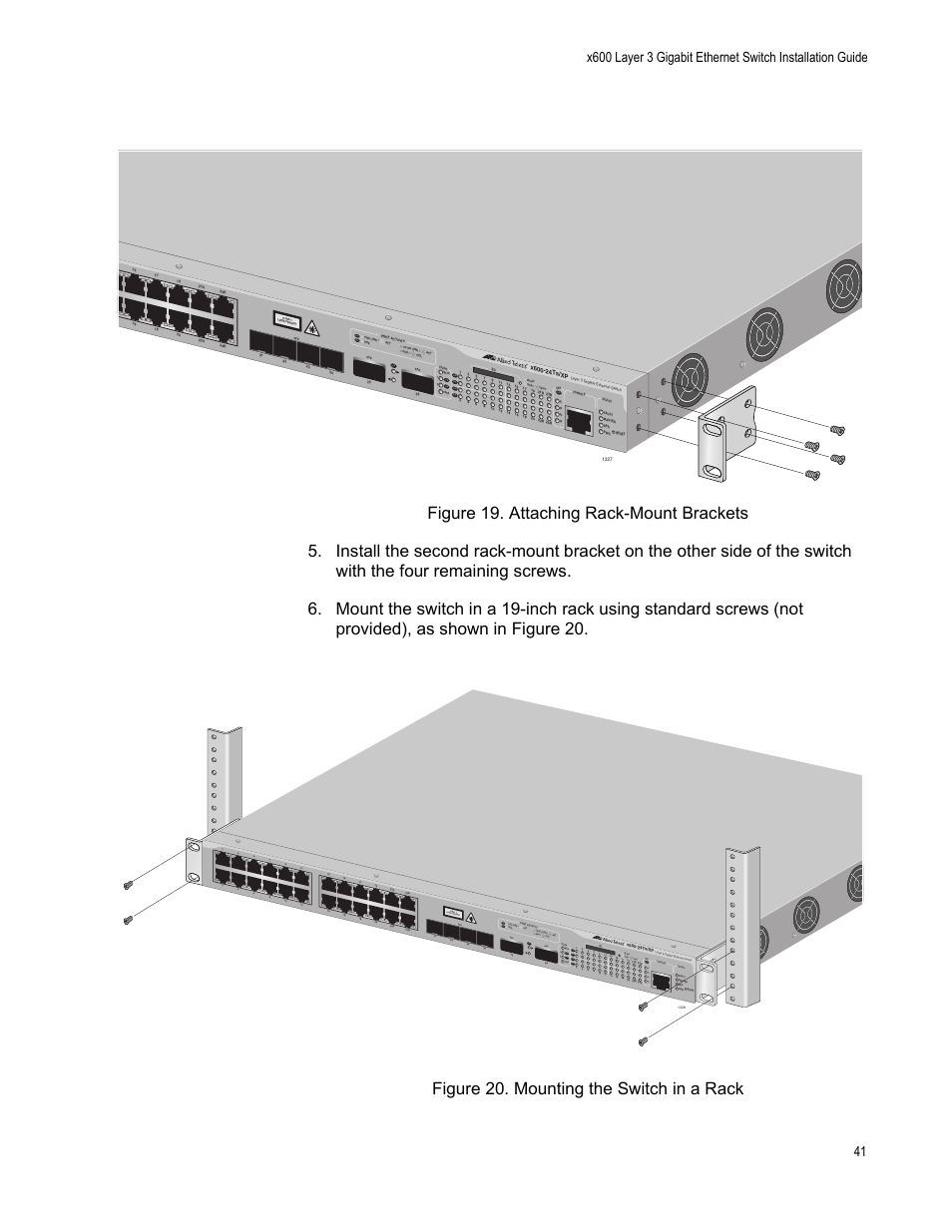 Class 1 laser p roduct d/c l/a, L/a d/c d/c l/a l/a, L/a busy read y fault | Allied Telesis Layer 3 Gigabit Ethernet Switch x600-24Ts/XP User Manual | Page 41 / 72