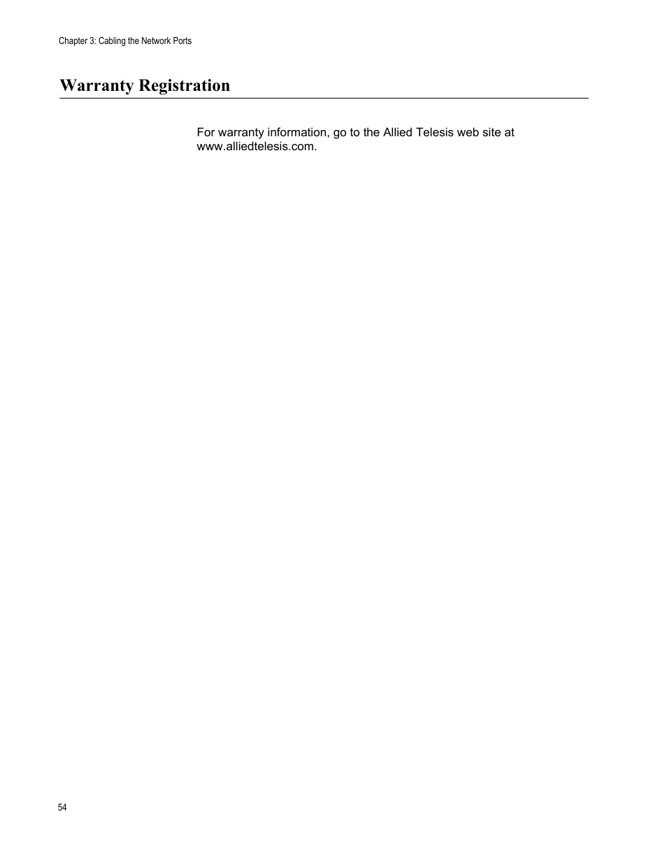 Warranty registration | Allied Telesis Layer 3 Gigabit Ethernet Switch x600-24Ts/XP User Manual | Page 54 / 72
