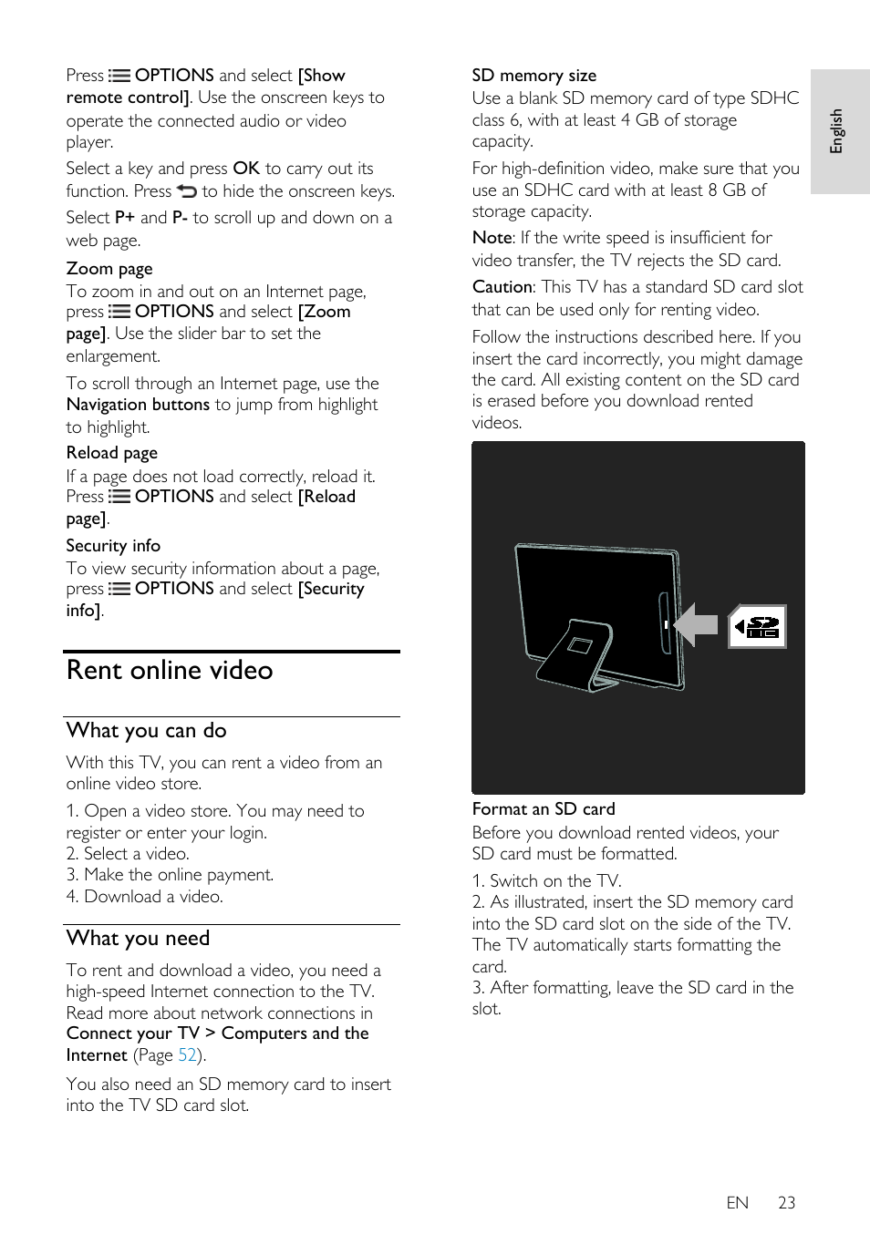 Rent online video, What you can do, What you need | Philips 32PDL7906H-12 User Manual | Page 23 / 72