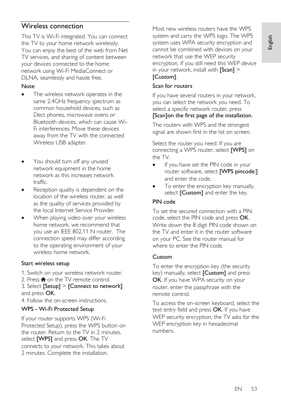 Wireless connection | Philips 32PDL7906H-12 User Manual | Page 53 / 72