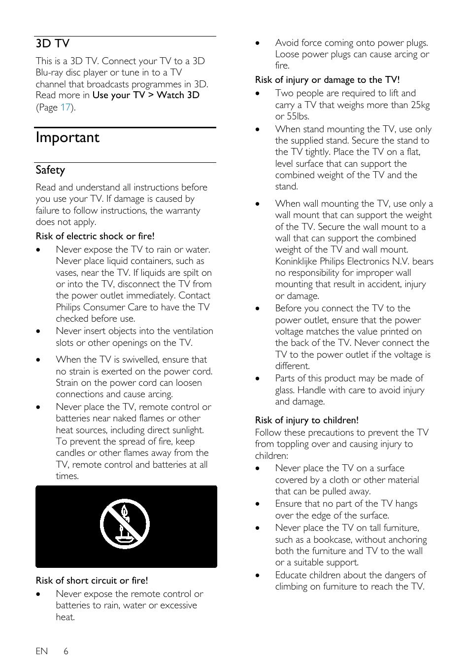 3d tv, Important, Safety | Philips 32PDL7906H-12 User Manual | Page 6 / 72