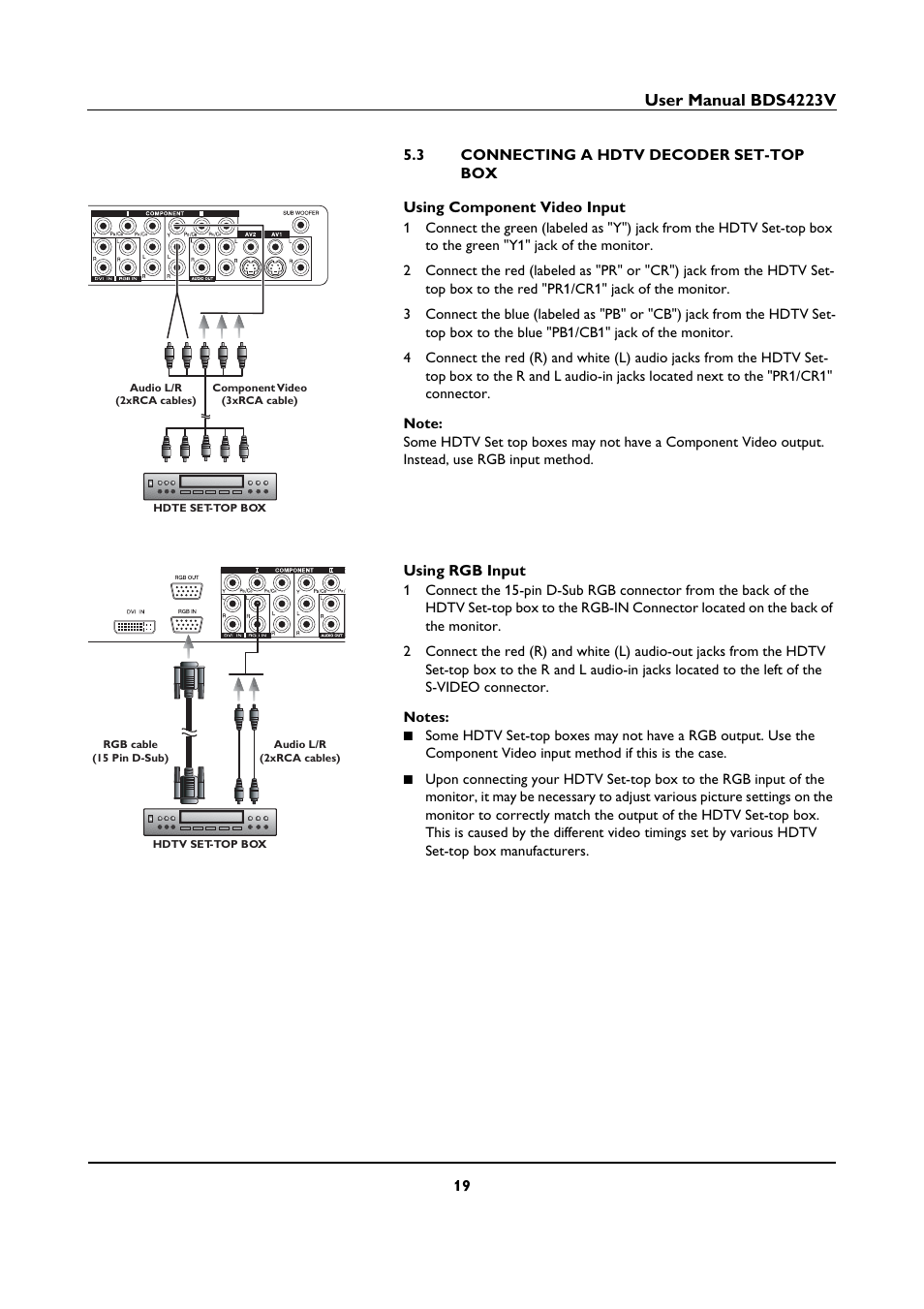 3 connecting a hdtv decoder set-top box, Connecting a hdtv decoder set-top box | Philips BDS4223V-27 User Manual | Page 21 / 58