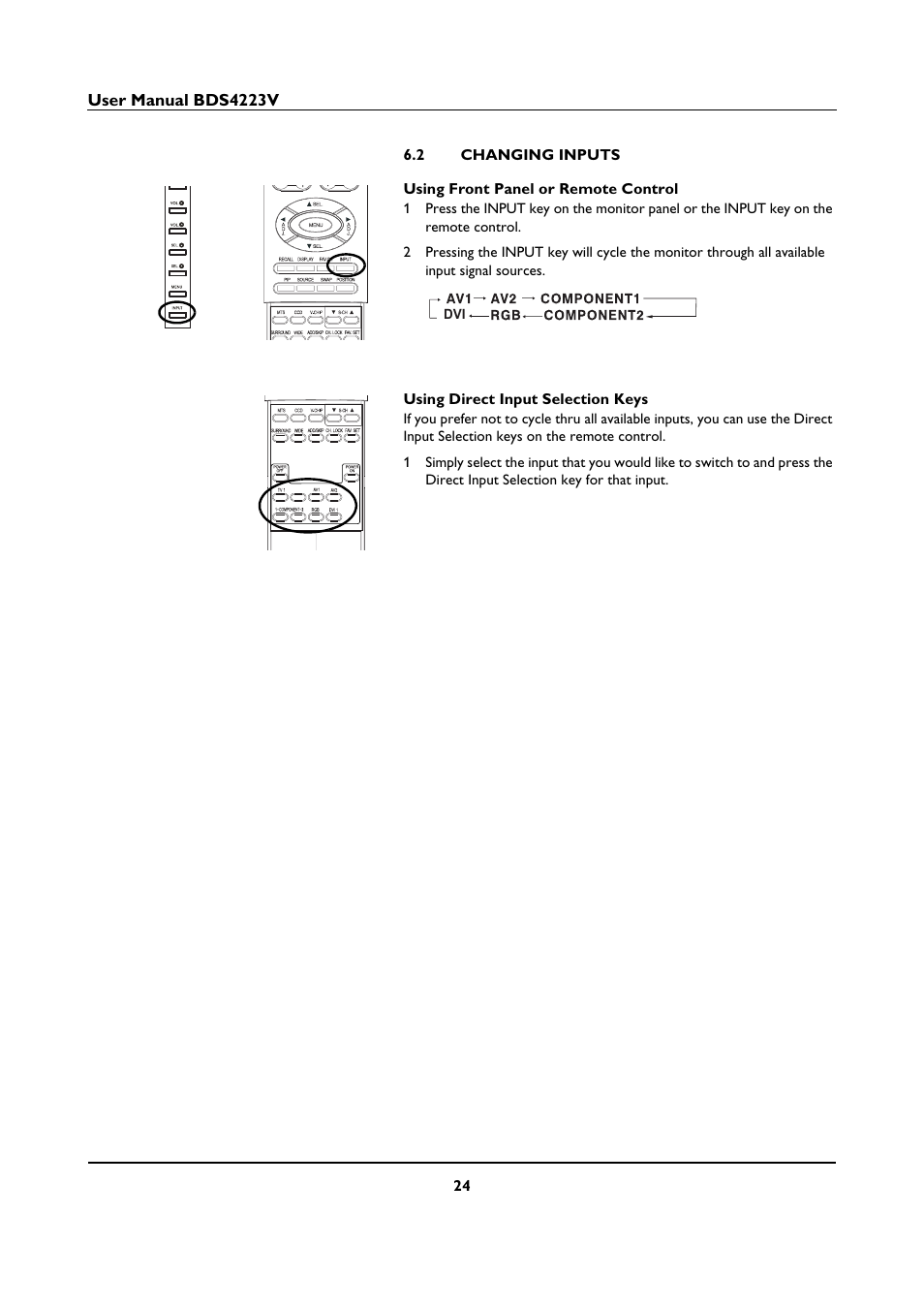 2 changing inputs, Changing inputs | Philips BDS4223V-27 User Manual | Page 26 / 58