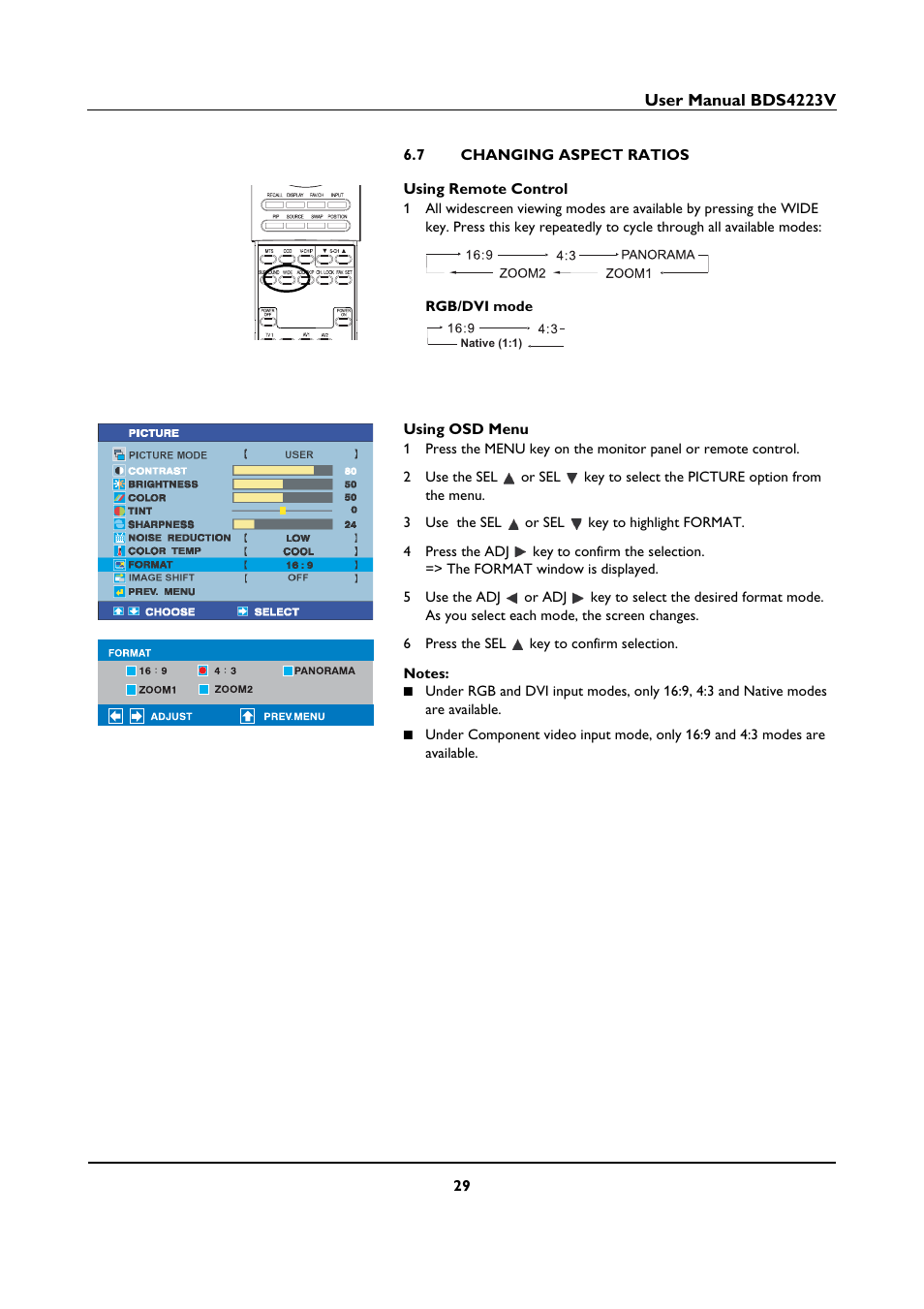 7 changing aspect ratios, Changing aspect ratios | Philips BDS4223V-27 User Manual | Page 31 / 58