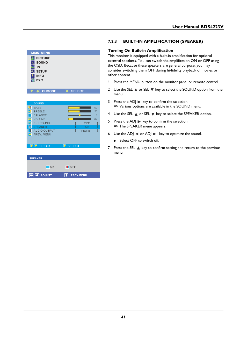 3 built-in amplification (speaker), Built-in amplification (speaker) | Philips BDS4223V-27 User Manual | Page 43 / 58