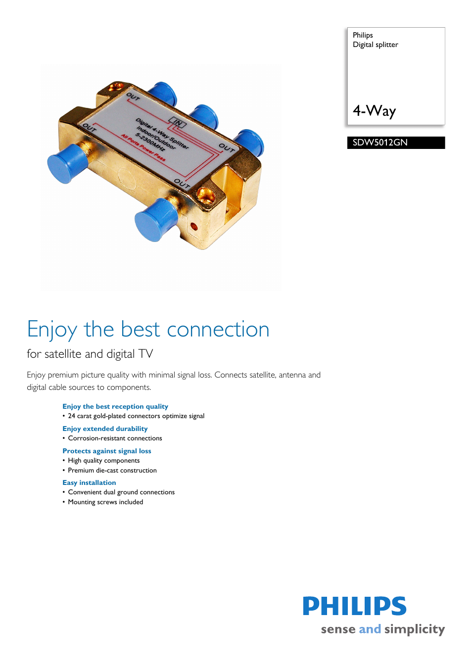 Philips SDW5012GN-37 User Manual | 2 pages