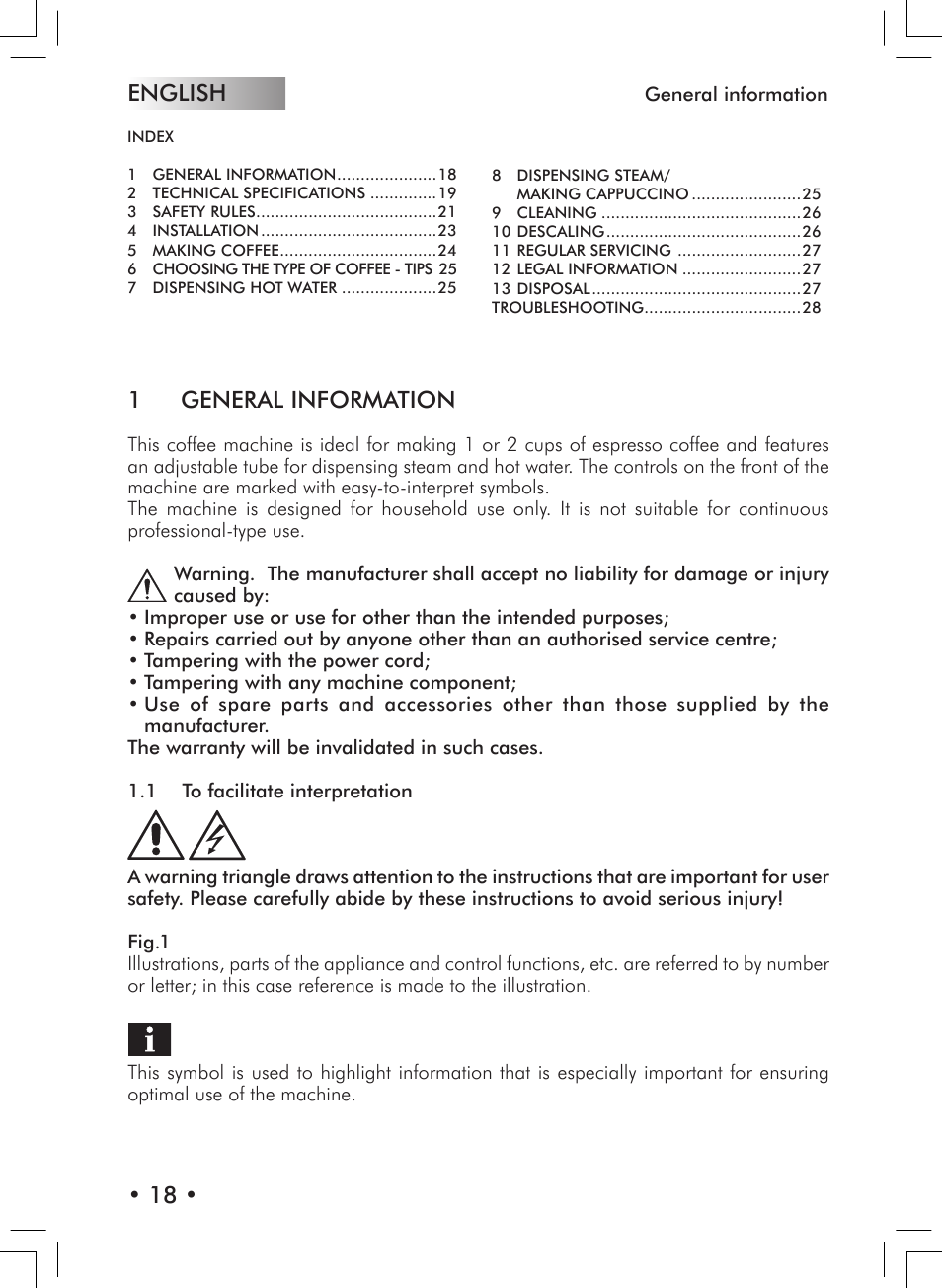 English • 18 • 1 general information | Philips 10000007 User Manual | Page 18 / 92