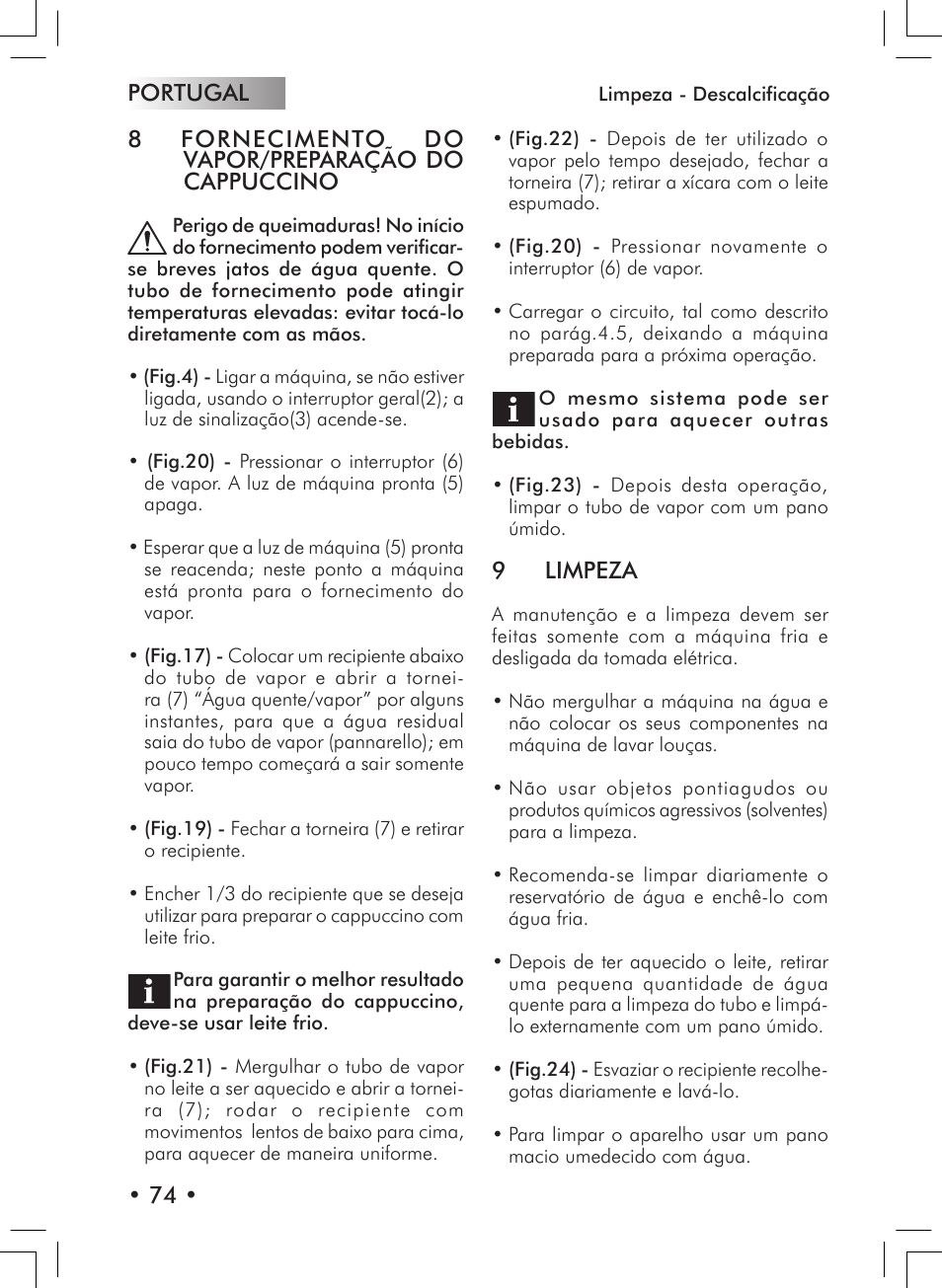 9 limpeza | Philips 10000007 User Manual | Page 74 / 92