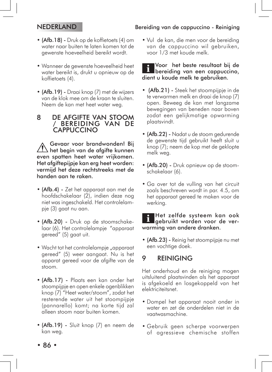 Nederland • 86, 9 reiniging | Philips 10000007 User Manual | Page 86 / 92