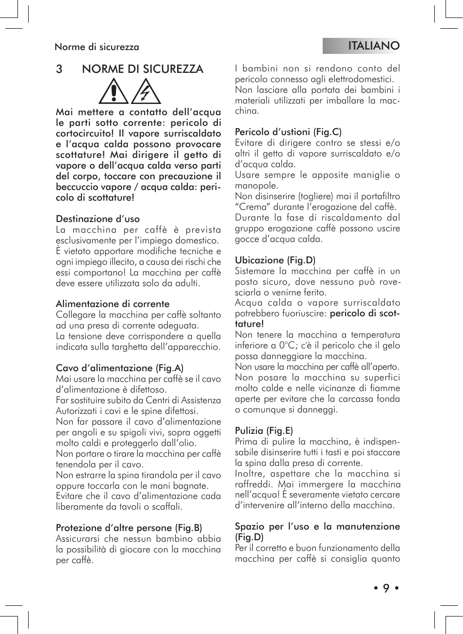 Italiano • 9, 3 norme di sicurezza | Philips 10000007 User Manual | Page 9 / 92