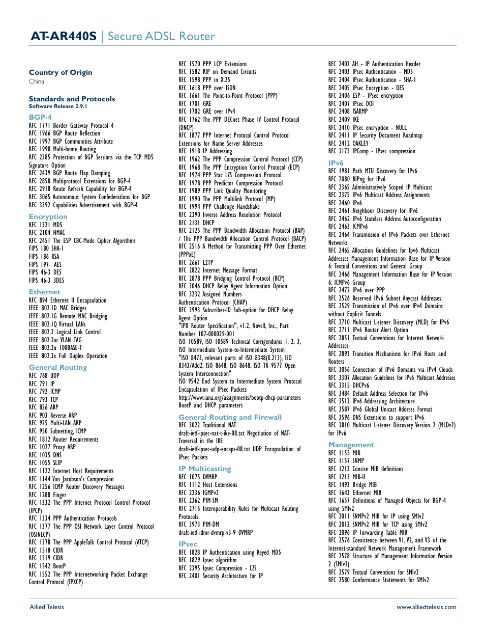 At-ar440s | secure adsl router | Allied Telesis AT-AR440S-10 User Manual | Page 3 / 5