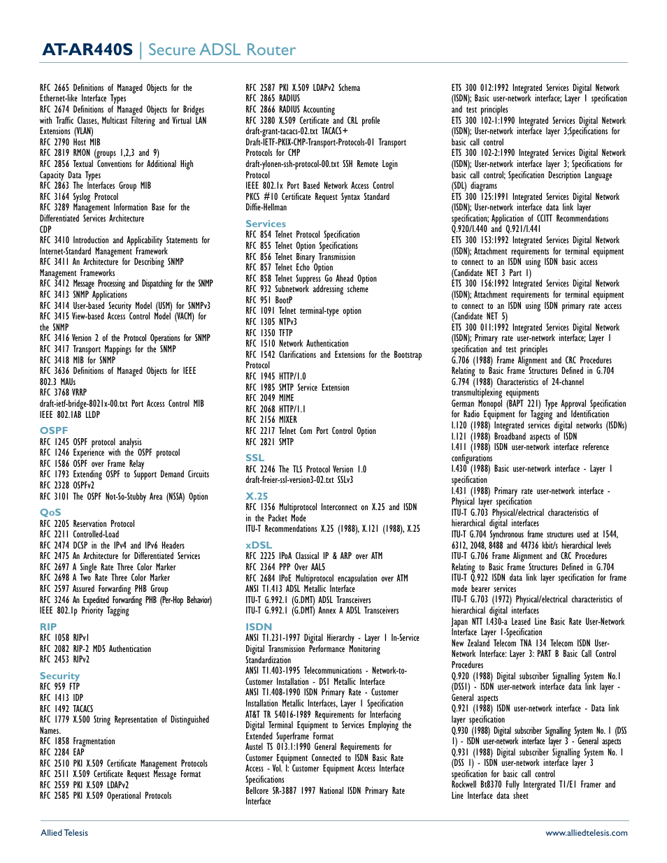 At-ar440s | secure adsl router | Allied Telesis AT-AR440S-10 User Manual | Page 4 / 5