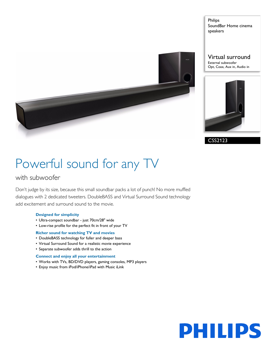 Philips CSS2123-F7 User Manual | 2 pages