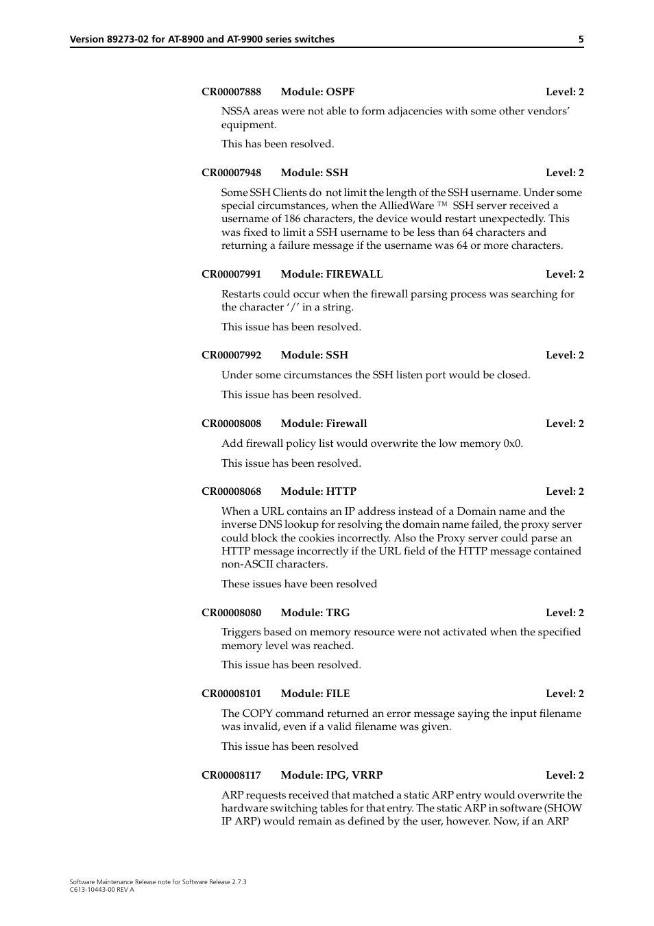 Allied Telesis Series User Manual | Page 5 / 7