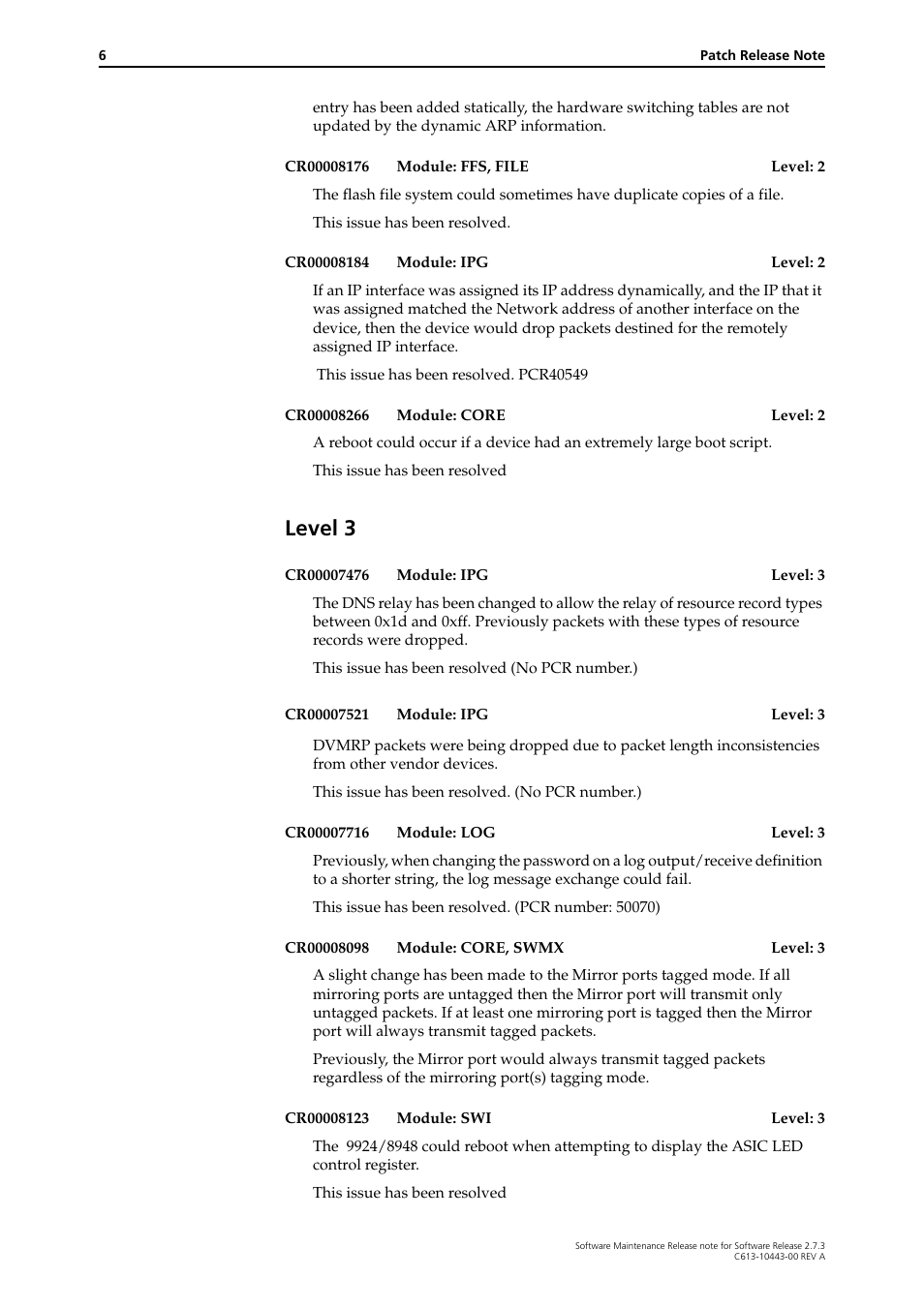 Level 3 | Allied Telesis Series User Manual | Page 6 / 7