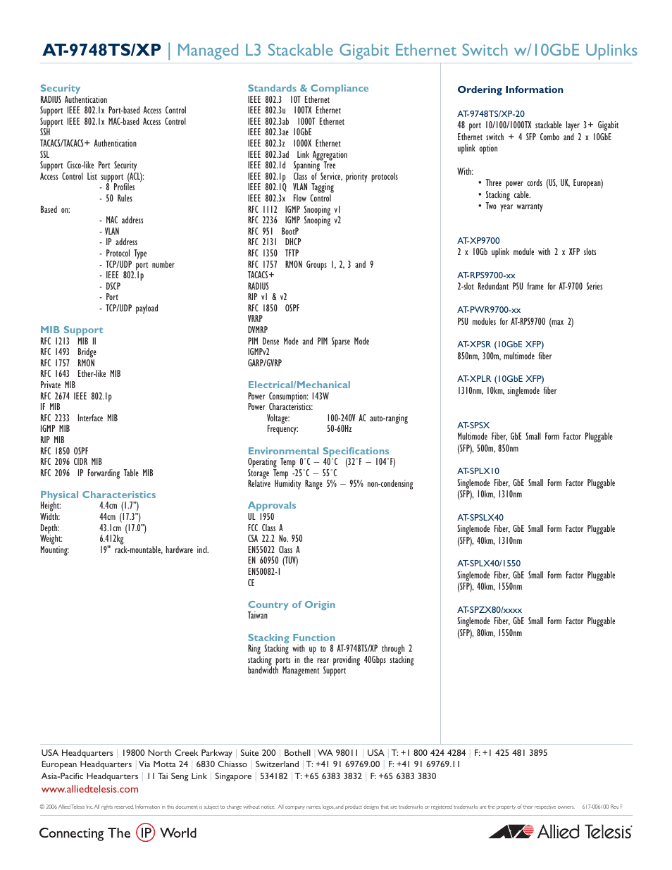 Allied Telesis AT 9748TS/XP AT-9748TS/XP-20 User Manual | Page 3 / 3