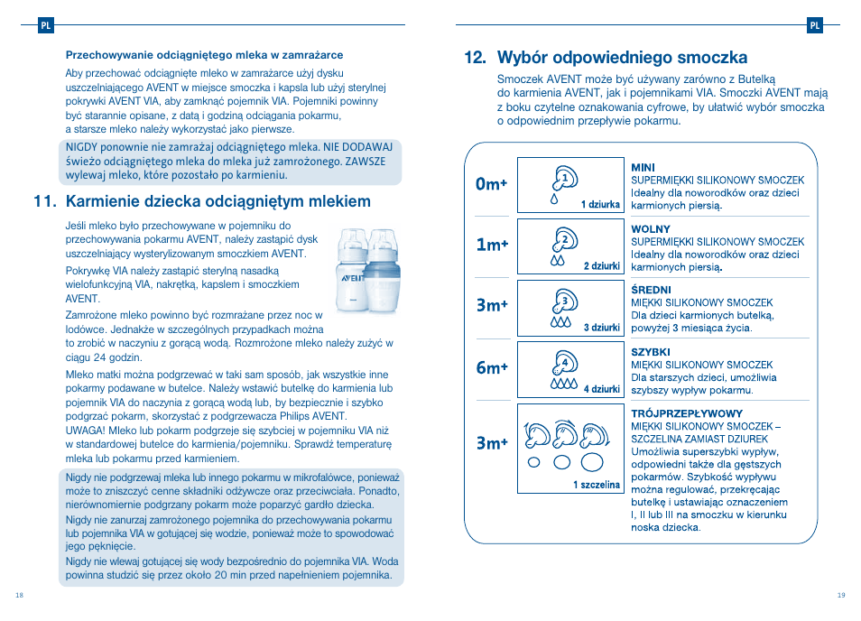 Karmienie dziecka odciągniętym mlekiem, Wybór odpowiedniego smoczka | Philips SCD241-01 User Manual | Page 12 / 25