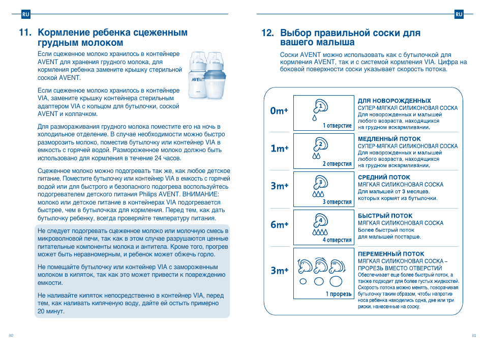 Кормление ребенка сцеженным грудным молоком, Выбор правильной соски для вашего малыша | Philips SCD241-01 User Manual | Page 18 / 25
