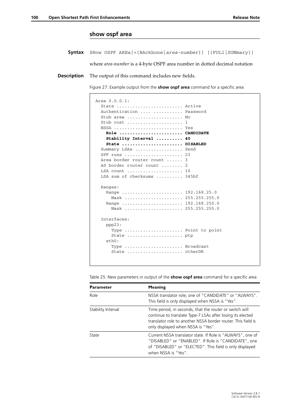 Show ospf area | Allied Telesis RAPIER I User Manual | Page 100 / 232