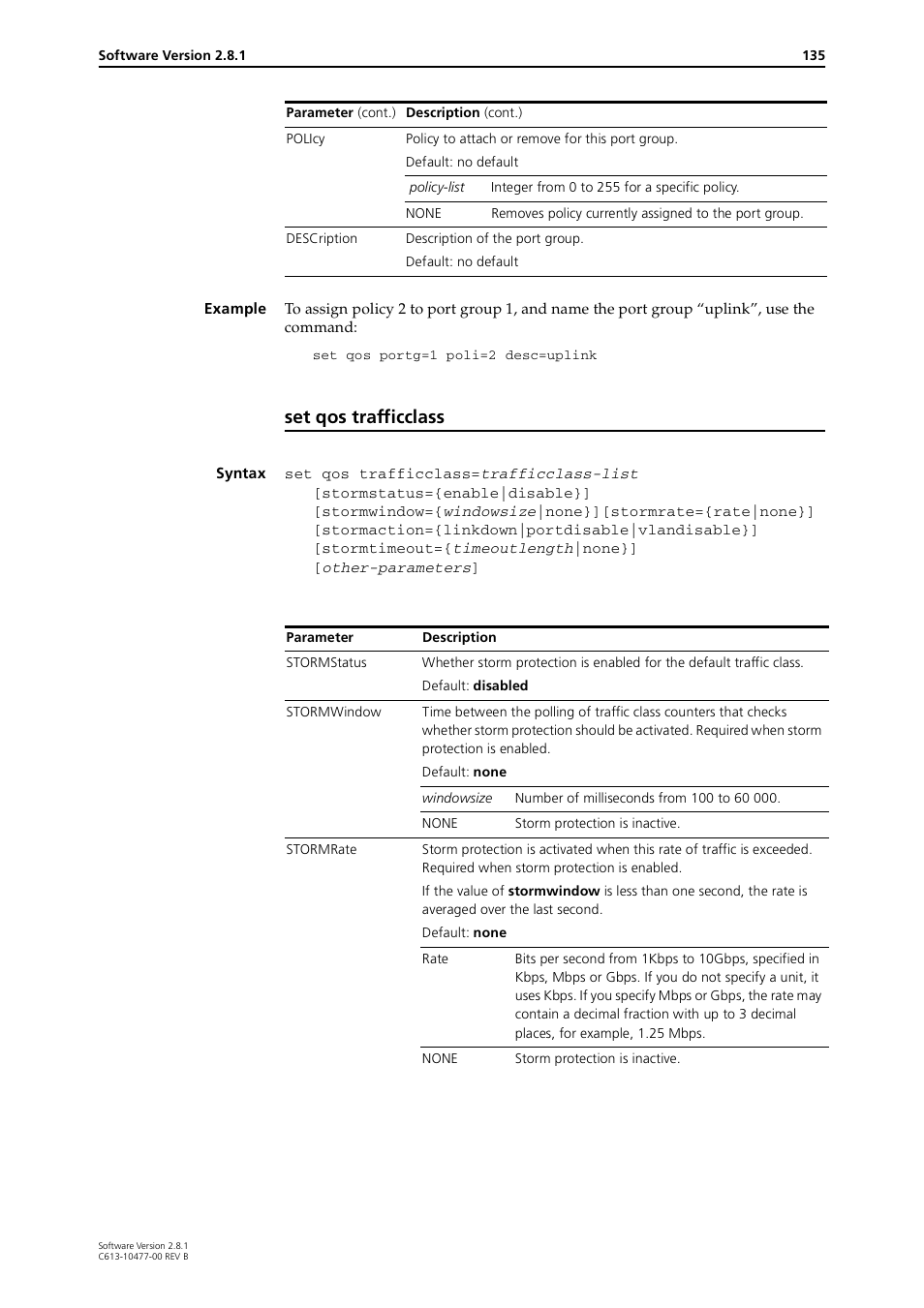Set qos trafficclass | Allied Telesis RAPIER I User Manual | Page 135 / 232
