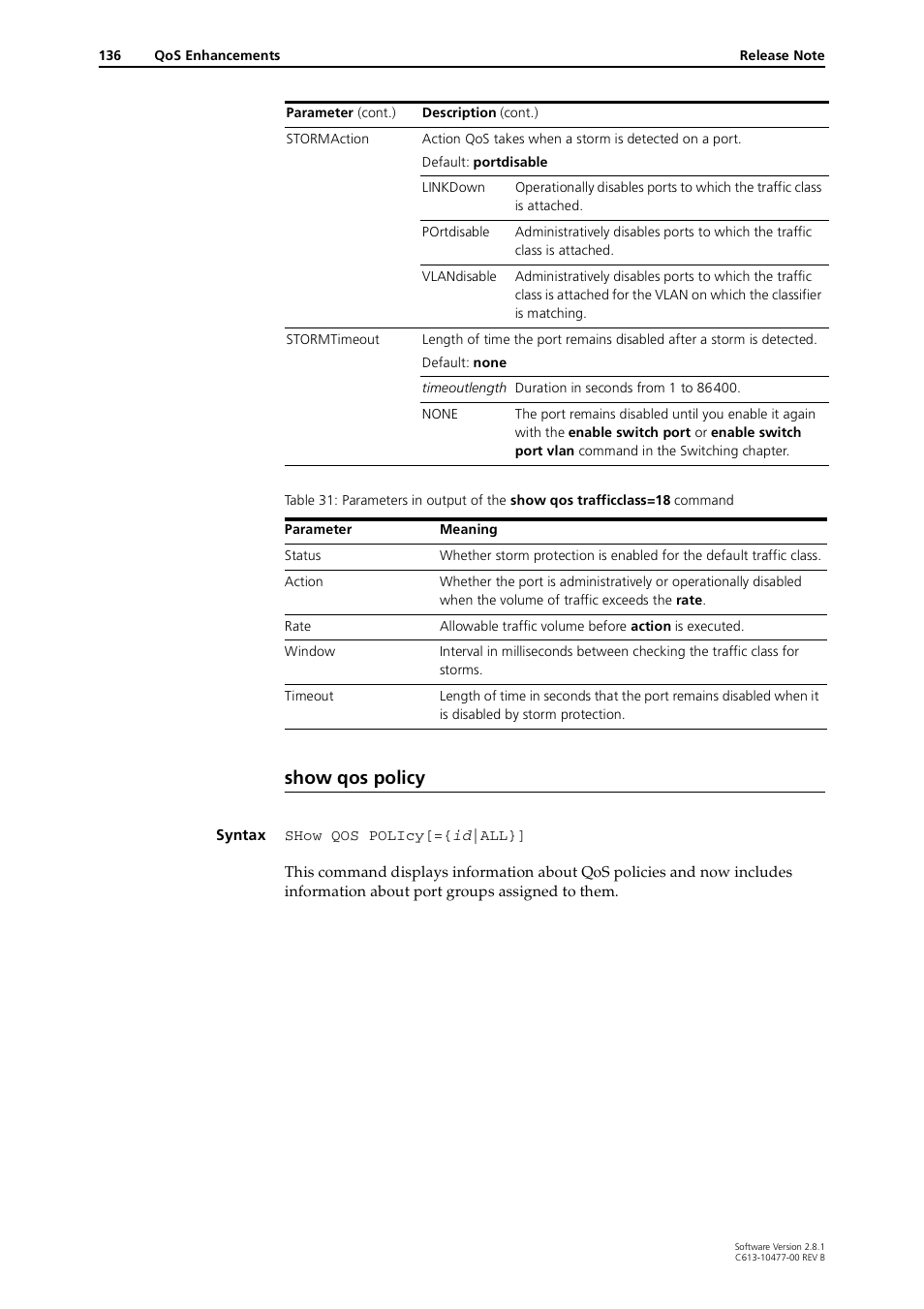Show qos policy | Allied Telesis RAPIER I User Manual | Page 136 / 232