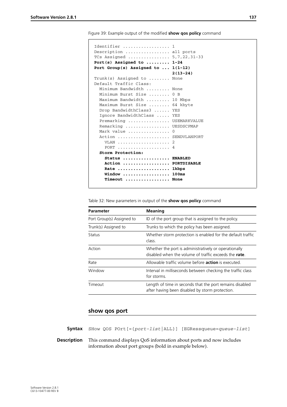 Show qos port | Allied Telesis RAPIER I User Manual | Page 137 / 232