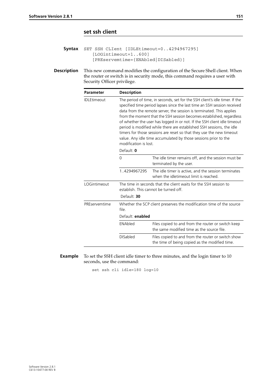 Set ssh client | Allied Telesis RAPIER I User Manual | Page 151 / 232
