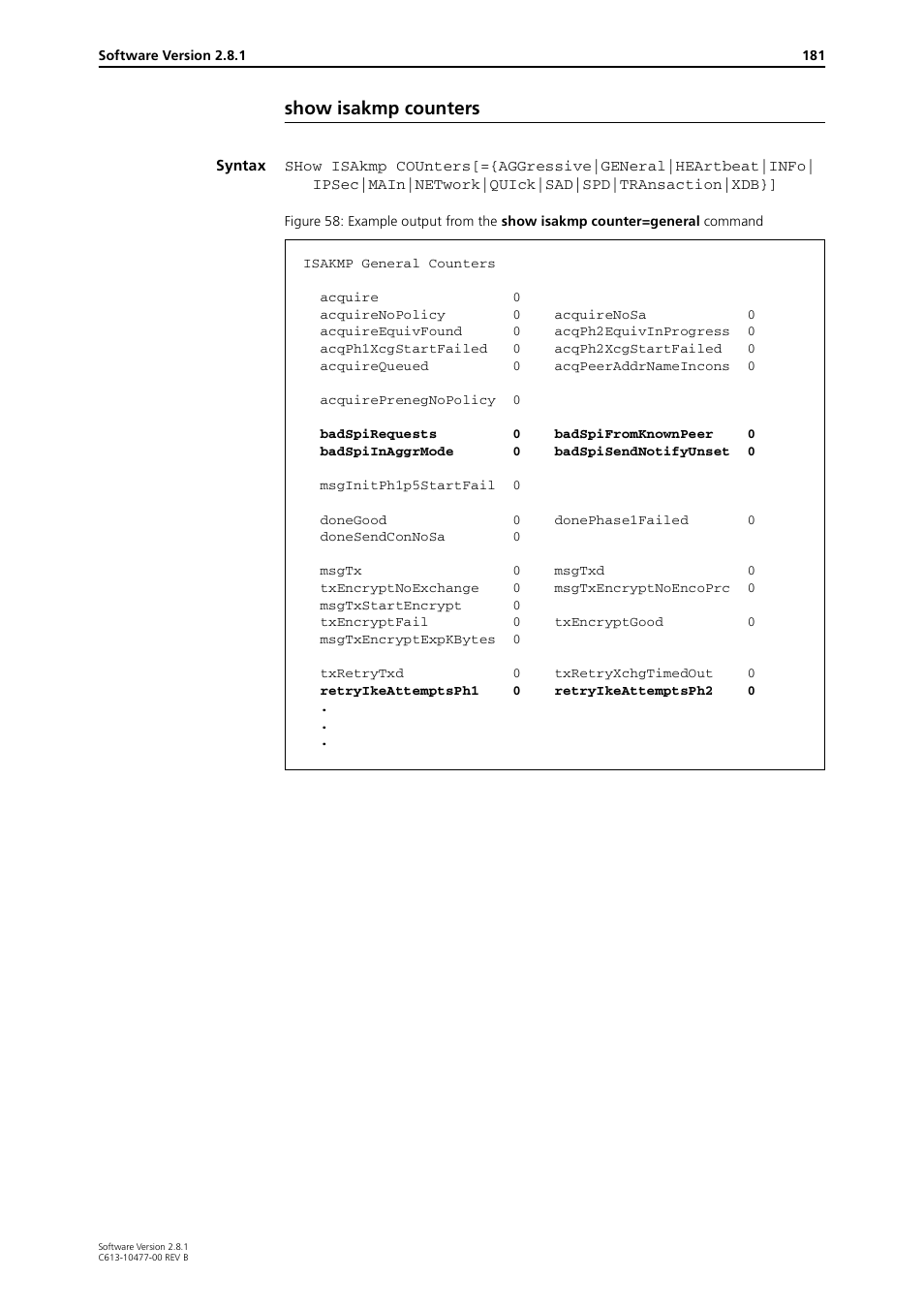 Show isakmp counters | Allied Telesis RAPIER I User Manual | Page 181 / 232