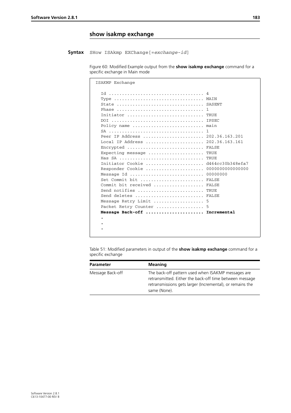 Show isakmp exchange | Allied Telesis RAPIER I User Manual | Page 183 / 232