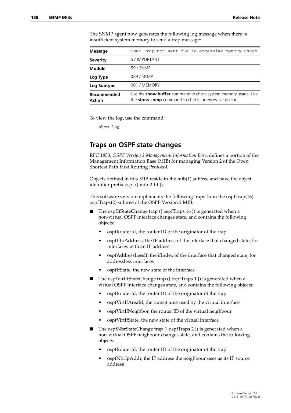 Traps on ospf state changes | Allied Telesis RAPIER I User Manual | Page 188 / 232
