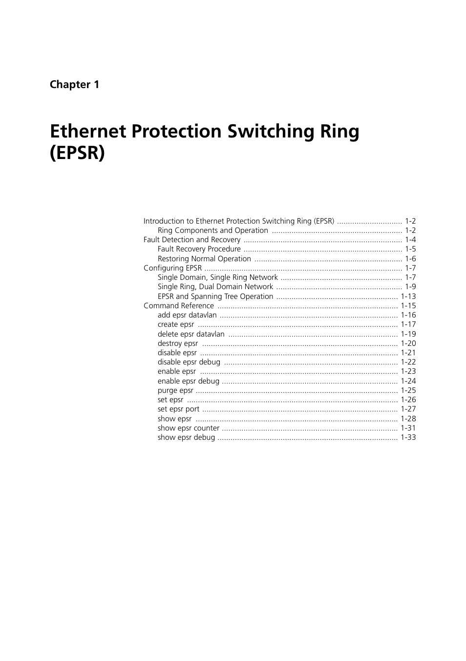 Ethernet protection switching ring (epsr), Chapter 1 | Allied Telesis RAPIER I User Manual | Page 199 / 232