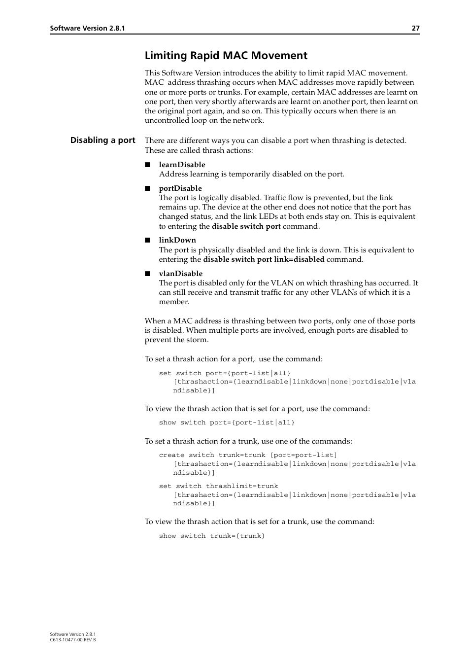 Limiting rapid mac movement | Allied Telesis RAPIER I User Manual | Page 27 / 232